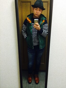 「glamb（グラム）のアイテム（ダウンベスト）」を使った、Ryo Nitodaさん（メンズ・168cm）の秋コーディネート