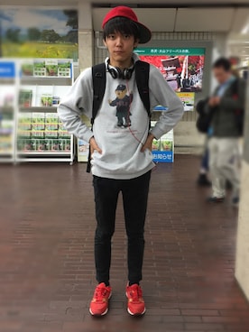 「ポロベアー」｜「アイテム（パーカー）」を使った、ハッシュドポテトさん（メンズ・173cm）の春コーディネート