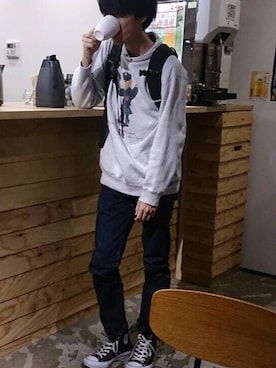 「ポロベアー」｜「アイテム（パーカー）」を使った、ハッシュドポテトさん（メンズ・173cm）の秋コーディネート