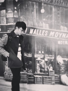 「cheap monday」｜「アイテム（ピーコート）」を使った、Rickyさん（メンズ・171cm）の冬コーディネート