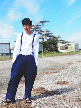 「Badhiya（バディ―ヤ）のアイテム（パンツ）」を使った、25さん（メンズ・177cm）の夏コーディネート