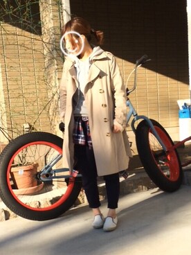 「ANAP（アナップ）のアイテム（トレンチコート）」を使った、でんでん虫子さん（レディース・150cm）の春コーディネート