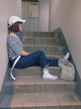 「Another Edition（アナザーエディション）のコーデュロイキャップ/AEBC Cord CAP（キャップ）」を使った、ちょこびさん（レディース・154cm）の秋コーディネート