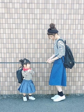 「Lee（リー）のアイテム（スカート）」を使った、hinanoさん（キッズ・90cm）の春コーディネート