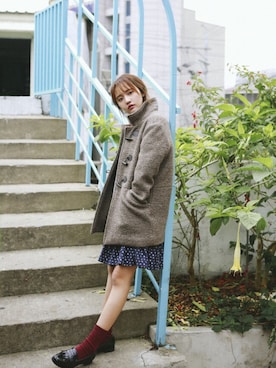 「flower」｜「アイテム（ダッフルコート）」を使った、myclothboxさん（レディース・167cm）の冬コーディネート
