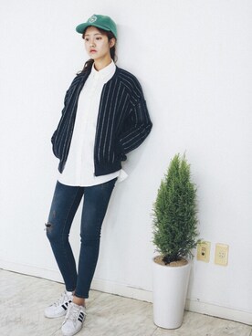 「pants」｜「アイテム（ノーカラージャケット）」を使った、myclothboxさん（レディース・167cm）の冬コーディネート