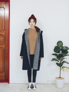 「pants」｜「アイテム（チェスターコート）」を使った、myclothboxさん（レディース・167cm）の冬コーディネート