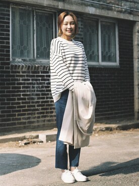 「pants」｜「アイテム（チェスターコート）」を使った、myclothboxさん（レディース・163cm）の春コーディネート