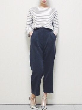「ohotoro」｜「アイテム（スラックス）」を使った、ohotoroさん（レディース・164cm）の春コーディネート