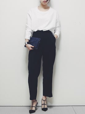 「ohotoro」｜「アイテム（スラックス）」を使った、ohotoroさん（レディース・164cm）の春コーディネート