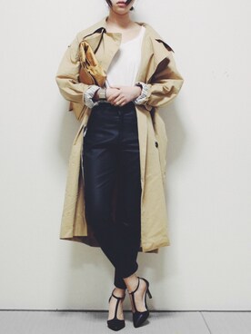 「ohotoro」｜「アイテム（トレンチコート）」を使った、ohotoroさん（レディース・164cm）の春コーディネート