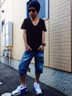 「LAD MUSICIAN（ラッドミュージシャン）のアイテム（ニットキャップ/ビーニー）」を使った、黒烏龍さん（メンズ・161cm）の秋コーディネート