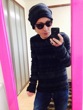 「LAD MUSICIAN（ラッドミュージシャン）のアイテム（ニットキャップ/ビーニー）」を使った、黒烏龍さん（メンズ・161cm）の秋コーディネート