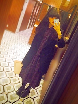 「note et silence （ノートエシロンス）のアイテム（チェスターコート）」を使った、さんどーもえこさん（レディース・156cm）の秋コーディネート
