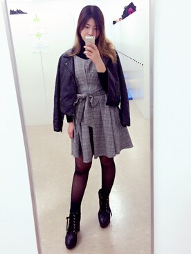 「Heather（ヘザー）のアイテム（ブーツ）」を使った、Amiさん（レディース・156cm）の春コーディネート