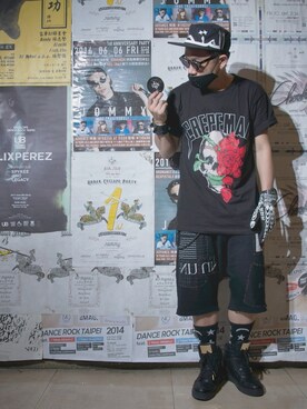 「PROVIDERのアイテム」を使った、DJ Mykal a.k.a.林哲儀さん（メンズ・174cm）の春コーディネート