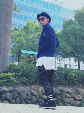 「PROVIDERのアイテム（ジャケット/アウター）」を使った、DJ Mykal a.k.a.林哲儀さん（メンズ・174cm）の冬コーディネート