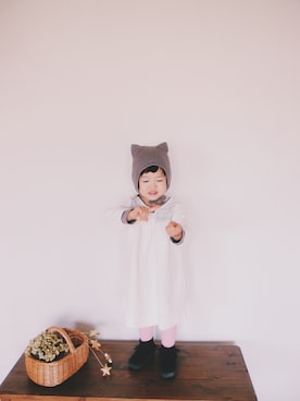「ネコミミ」｜「アイテム（その他）」を使った、𝑀𝐼𝑁さん（キッズ・90cm）の春コーディネート
