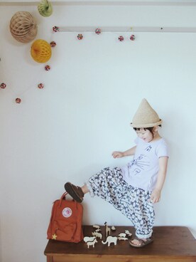 「むぎわら帽子」｜「アイテム（雑貨/ホビー）」を使った、𝑀𝐼𝑁さん（キッズ・90cm）の夏コーディネート