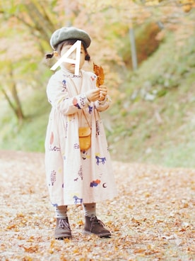 「bobochoses」｜「アイテム（ワンピース/ドレス）」を使った、𝑀𝐼𝑁さん（キッズ・90cm）の秋コーディネート