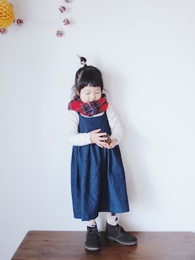 「bobochoses」｜「アイテム（ワンピース/ドレス）」を使った、𝑀𝐼𝑁さん（キッズ・90cm）の冬コーディネート