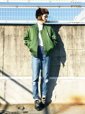 「M.deux（エムドゥ）のアイテム（ニット/セーター）」を使った、▼ucaさん（レディース・158cm）の冬コーディネート