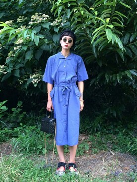 「アイテム（バングル/リストバンド）」を使った、▼ucaさん（レディース・158cm・20代）の夏コーディネート