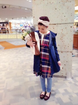 「アイテム（チュニック、レッド系）」を使った、Shih Pei さん（レディース・155cm）の夏コーディネート