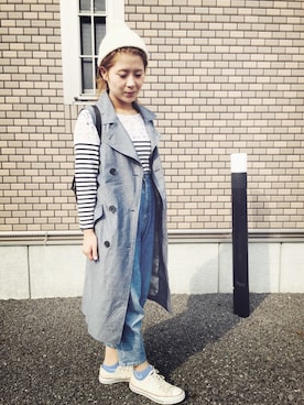 「アイテム（トレンチコート）」を使った、saki.さん（レディース・155cm）の夏コーディネート