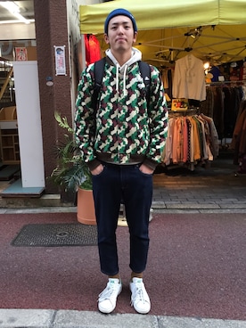 「TOMMY（トミー）のアイテム（スタジャン）」を使った、けんせーさん（メンズ・175cm）の冬コーディネート