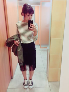 「黒髪」｜「アイテム（ブルゾン）」を使った、airi0111xxさん（レディース・161cm）の秋コーディネート