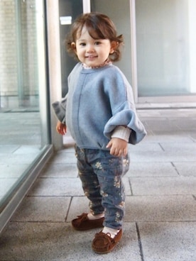 「バルーンスリーブ」｜Lilyさん（キッズ・80cm）の秋コーディネート