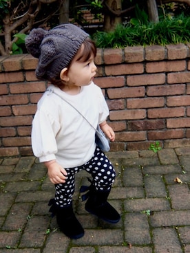 「バルーンスリーブ」｜Lilyさん（キッズ・80cm）の秋コーディネート