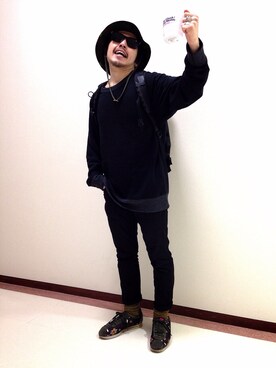 「麦わら帽子」｜「アイテム（スウェット）」を使った、みなとみらいosamuさん（メンズ・163cm）の春コーディネート