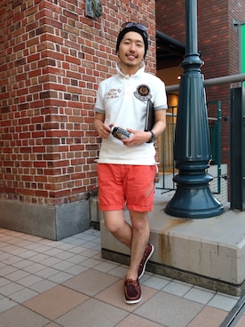 「AVIREX（アヴィレックス）のアイテム（モカシン/デッキシューズ）」を使った、みなとみらいosamuさん（メンズ・163cm）の春コーディネート