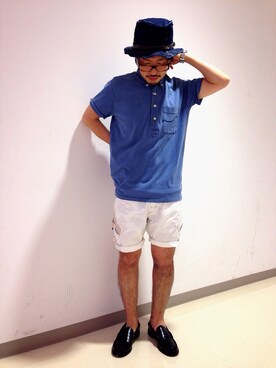 「TYPE BLUE（タイプブルー）のアイテム（ポロシャツ）」を使った、みなとみらいosamuさん（メンズ・163cm）の夏コーディネート