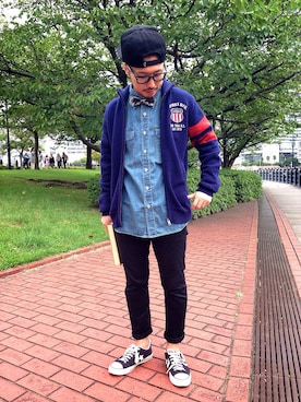 「ネクタイ」｜「アイテム（ジャージ）」を使った、みなとみらいosamuさん（メンズ・163cm）の秋コーディネート