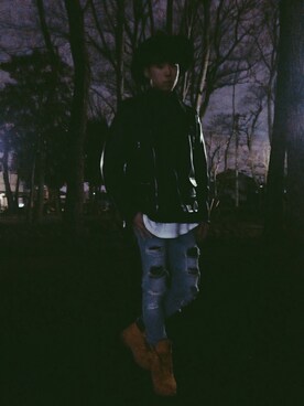 「GLOBAL WORK（グローバルワーク）のフェルトロングブリムハット/705078（ハット）」を使った、Tachibanaaaさん（メンズ・172cm）の冬コーディネート