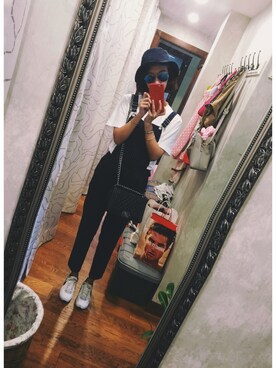 「アイテム（サロペット/オーバーオール）」を使った、Rita郭さん（レディース・168cm・10代）の夏コーディネート