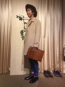 「HVC（エイチブイシー）のアイテム（トップス）」を使った、HVC大津一里山店さん（メンズ・172cm）の秋コーディネート