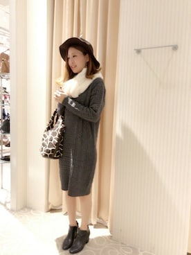 「HVC（エイチブイシー）のアイテム（帽子）」を使った、HVC大津一里山店さん（レディース・162cm）の秋コーディネート