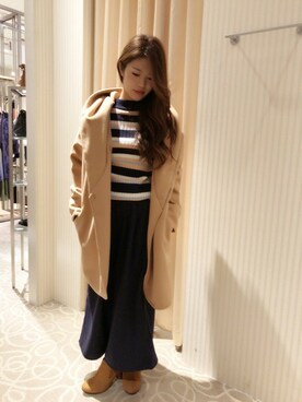 「HVC（エイチブイシー）のアイテム（その他アウター）」を使った、HVC大津一里山店さん（レディース・153cm）の秋コーディネート