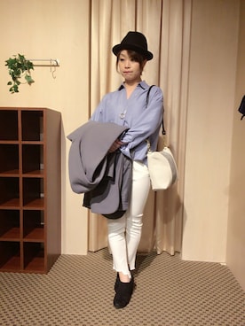 「HVC（エイチブイシー）のアイテム（その他アウター）」を使った、HVC大津一里山店さん（レディース・158cm）の冬コーディネート