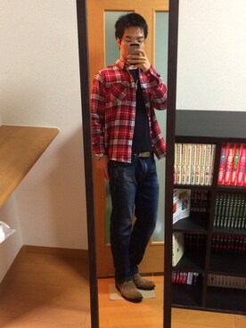 「Calvin Klein（カルバン・クライン）のアイテム（デニムパンツ、ブラック系）」を使った、Hirokiさん（メンズ・170cm）の秋コーディネート