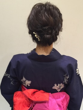 「アレンジ」｜「アイテム（浴衣）」を使った、Mamiさん（レディース・158cm）の秋コーディネート