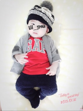 「H&M baby」｜「アイテム（その他アウター）」を使った、Lii_yan時々Anonさん（キッズ・70cm）の冬コーディネート