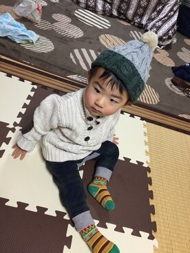 「おとなしめ」｜「アイテム（帽子）」を使った、Lii_yan時々Anonさん（キッズ・70cm）の冬コーディネート