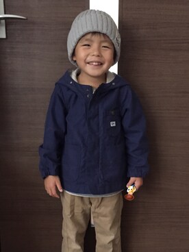 「URBAN RESEARCH DOORS KIDS（アーバン リサーチ ドアーズ キッズ　）のLee×DOORS-natural- MOUNTAIN PARKA（その他アウター、ブルー系）」を使った、junjunさん（キッズ）の秋コーディネート