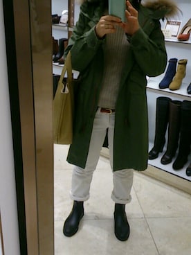 「green label relaxing（グリーンレーベルリラクシング）のアイテム（モッズコート）」を使った、ikuminさん（レディース・151cm）の冬コーディネート