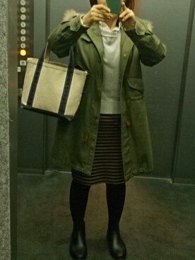 「green label relaxing（グリーンレーベルリラクシング）のアイテム（モッズコート）」を使った、ikuminさん（レディース・151cm）の冬コーディネート